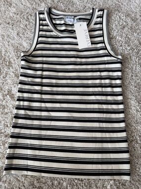 NWT Evereve Black & White Striped Ribbed Tank
